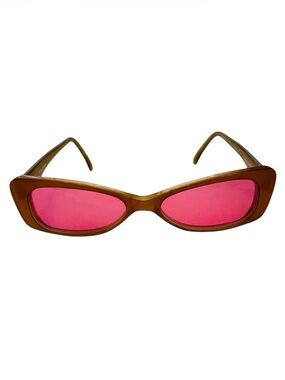 Vintage Cat-eye Sunglasses Gold Iridescent Frames PINK Lenses Italy ⭐️⭐️⭐️⭐️⭐️